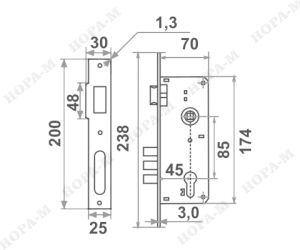 Нора-М Корпус замка КЗВР-101 (85 мм) (латунь) #222345